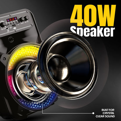 Wireless Bluetooth Speaker | 40W Sound, 4 Hours Playback, Karaoke Mic & TWS Yoroto J-21