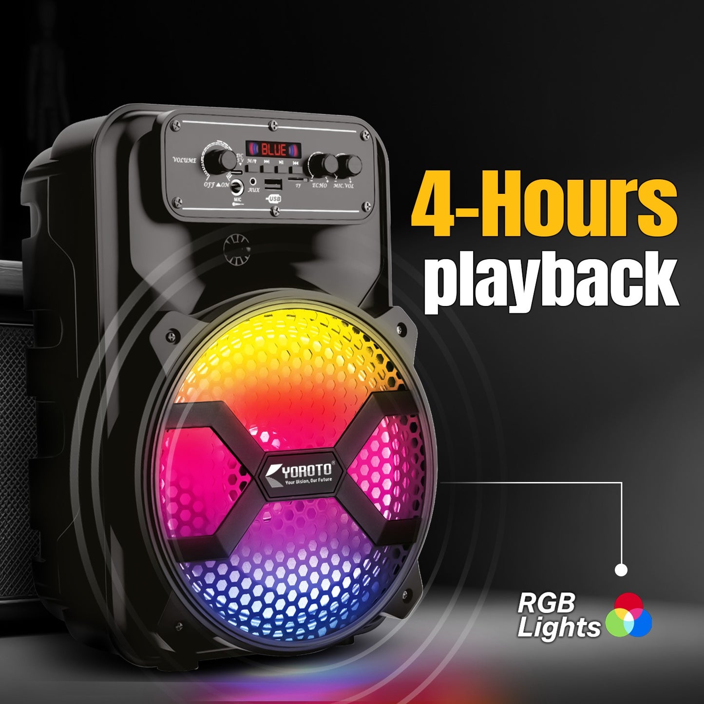 Wireless Bluetooth Speaker | 40W Sound, 4 Hours Playback, Karaoke Mic & TWS Yoroto J-21