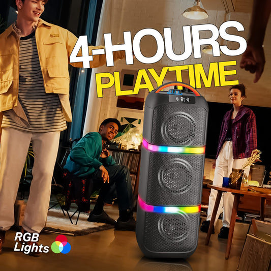 Wireless Bluetooth Speaker | 50W Sound, 4 Hours Playback, Wireless Karaoke Mic & TWS Yoroto J-25