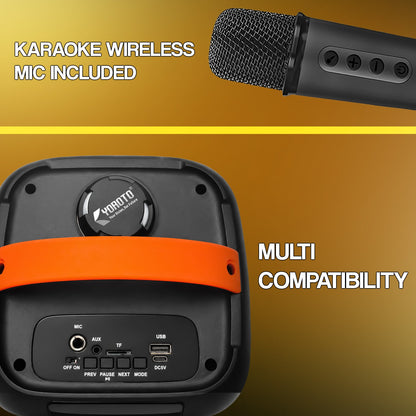 Wireless Bluetooth Speaker | 50W Sound, 4 Hours Playback, Wireless Karaoke Mic & TWS Yoroto J-25