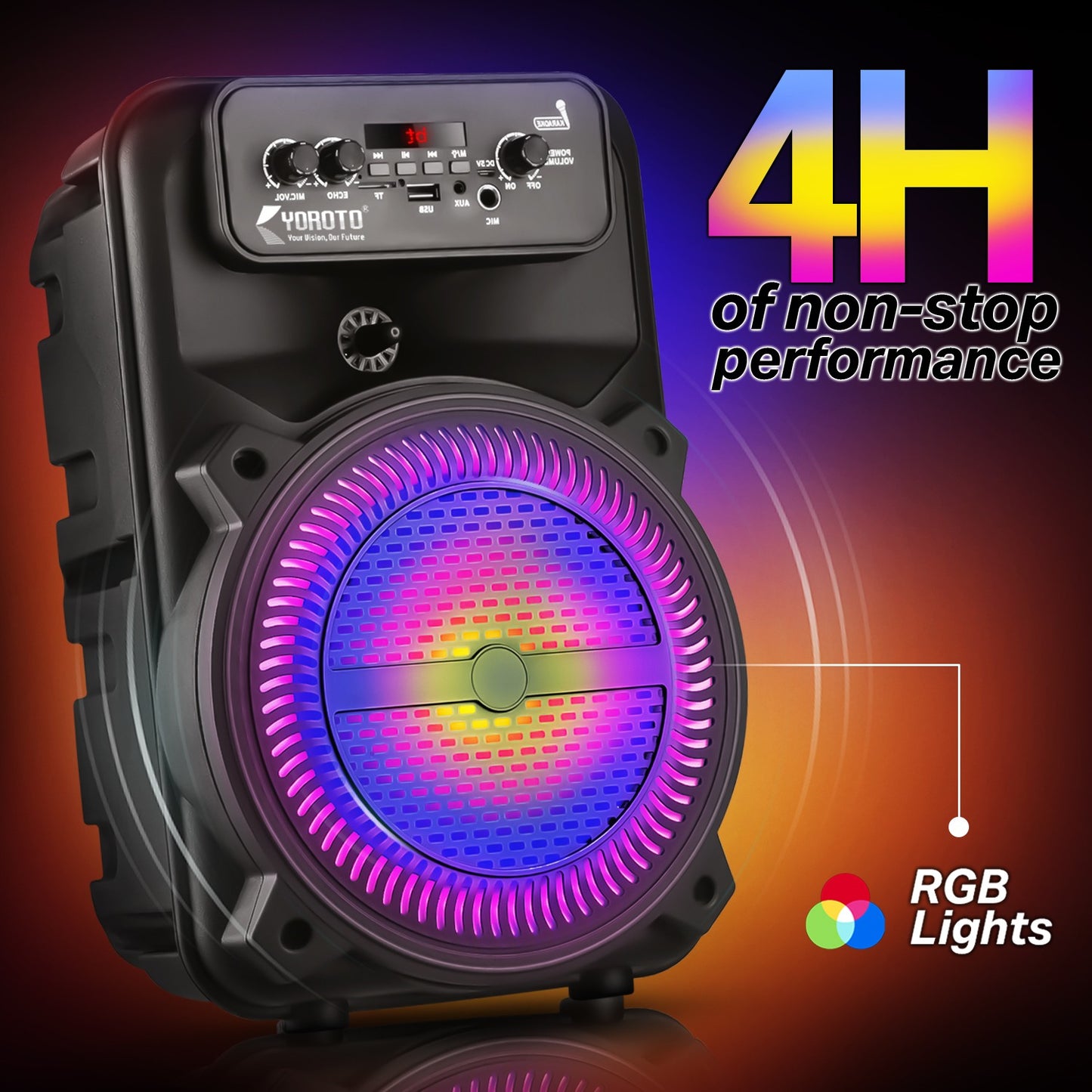 Wireless Bluetooth Speaker | 40W Sound, 4 Hours Playback, Karaoke Mic & TWS Yoroto J-28