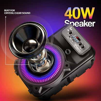 Wireless Bluetooth Speaker | 40W Sound, 4 Hours Playback, Karaoke Mic & TWS Yoroto J-28