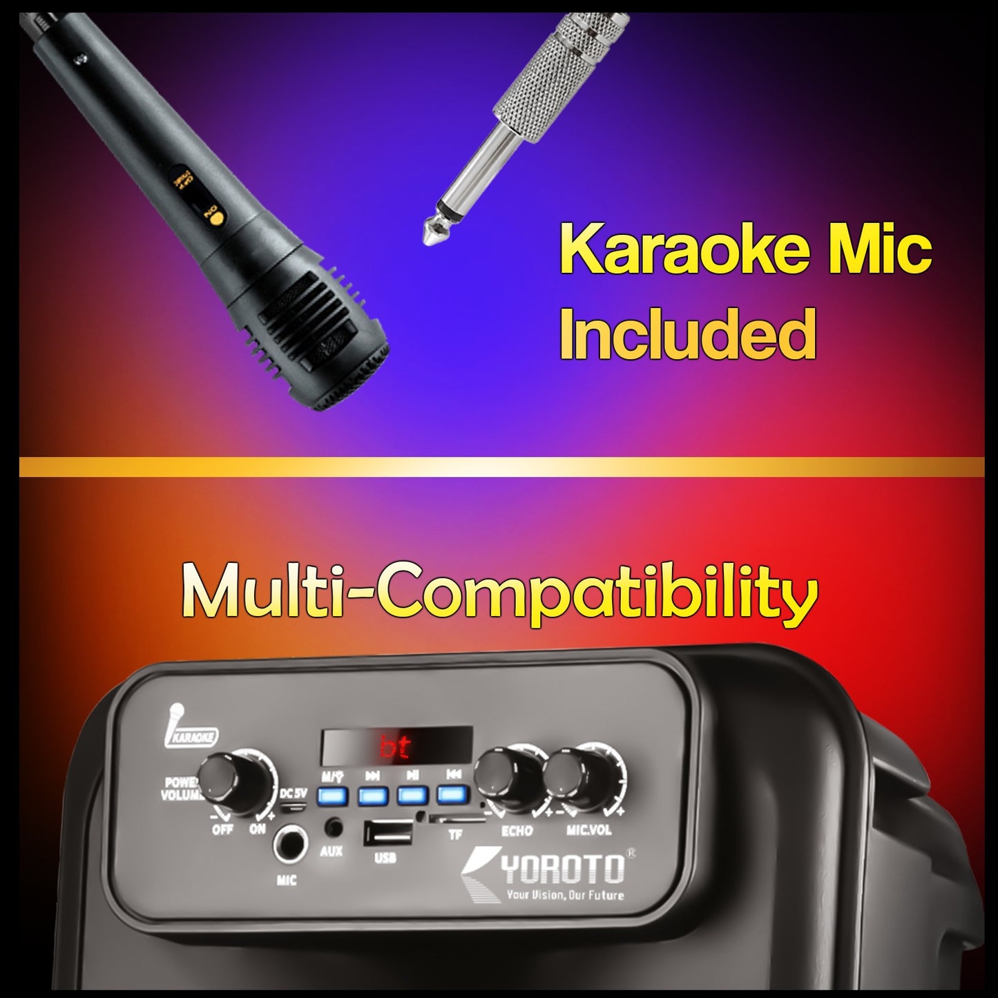 Wireless Bluetooth Speaker | 40W Sound, 4 Hours Playback, Karaoke Mic & TWS Yoroto J-28