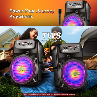 Wireless Bluetooth Speaker | 40W Sound, 4 Hours Playback, Karaoke Mic & TWS Yoroto J-28