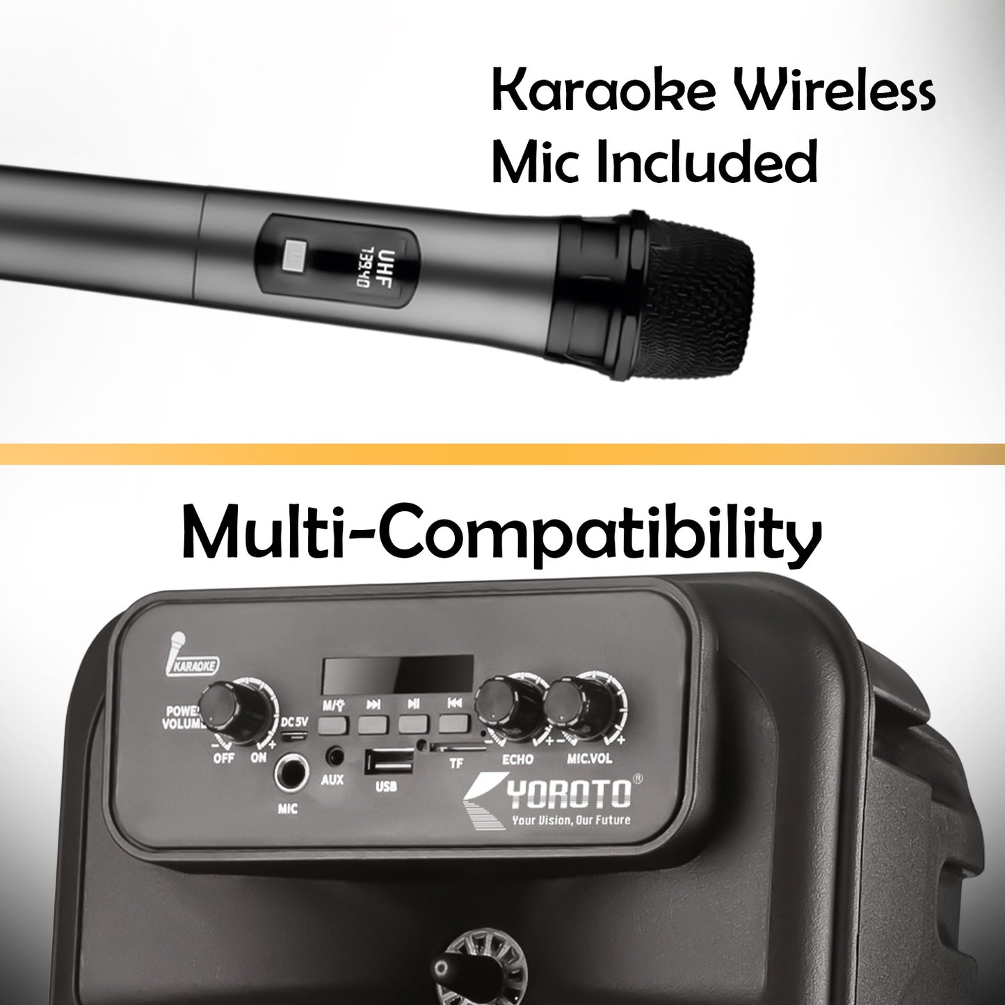 Wireless Bluetooth Speaker | 40W Sound, 4 Hours Playback, Karaoke Mic & TWS Yoroto J-29