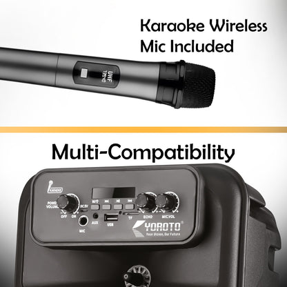 Wireless Bluetooth Speaker | 40W Sound, 4 Hours Playback, Karaoke Mic & TWS Yoroto J-29