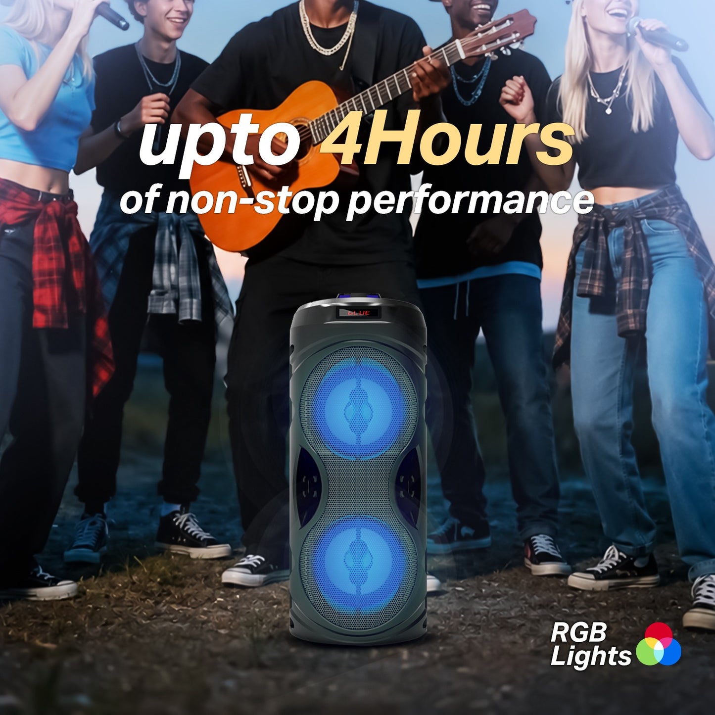 Wireless Bluetooth Speaker | 50W Sound, 4 Hours Playback, Karaoke Mic, RGB Lights & TWS Yoroto J-2