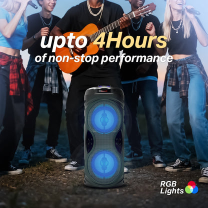 Wireless Bluetooth Speaker | 50W Sound, 4 Hours Playback, Karaoke Mic, RGB Lights & TWS Yoroto J-2