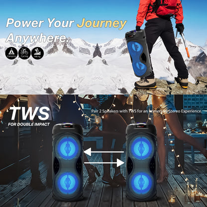Wireless Bluetooth Speaker | 50W Sound, 4 Hours Playback, Karaoke Mic, RGB Lights & TWS Yoroto J-2