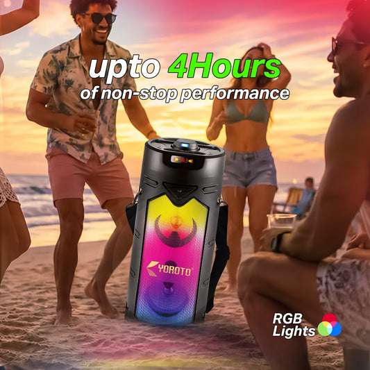 Wireless Bluetooth Speaker | 40W Sound, 4 Hours Playback, Karaoke Mic, RGB Lights & TWS Yoroto YO-J-11