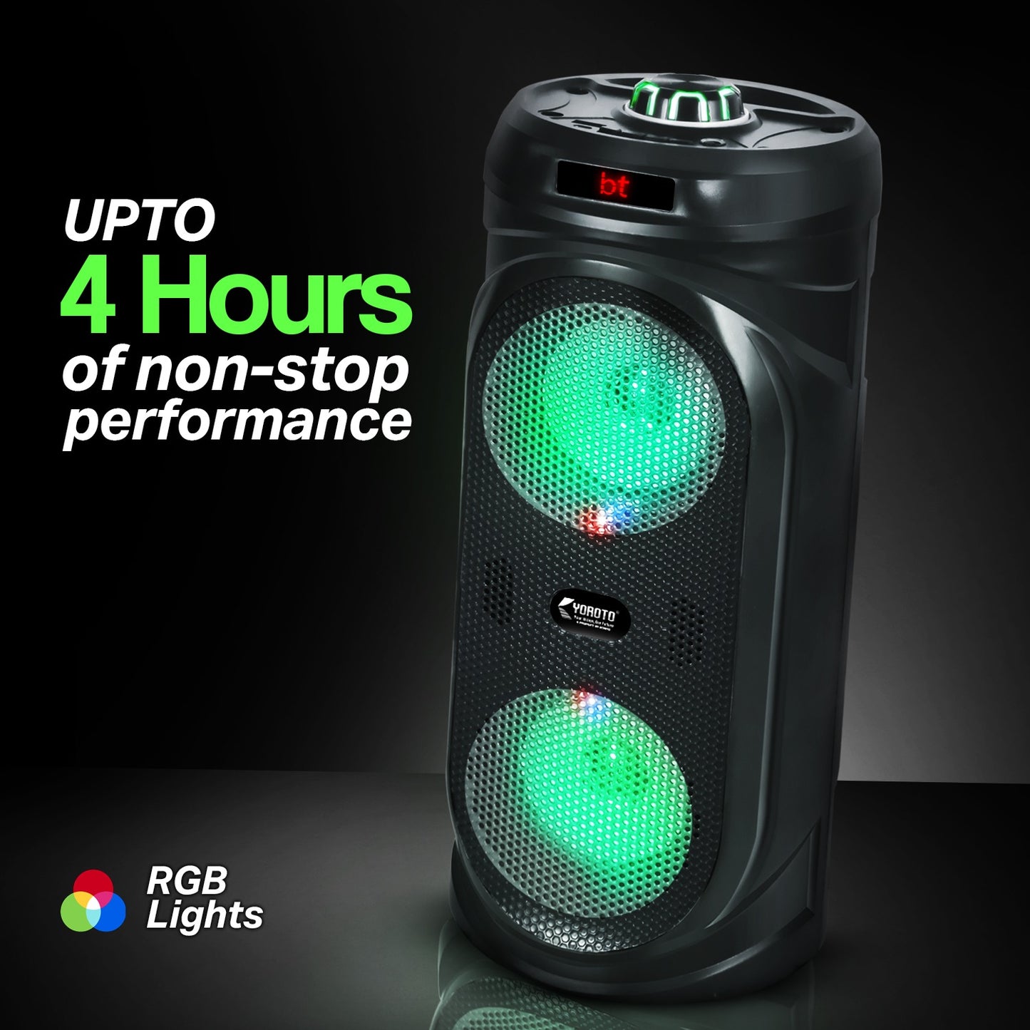 Wireless Bluetooth Speaker | 40W Sound, Karaoke Mic, RGB Light & TWS Yoroto YO-J-5