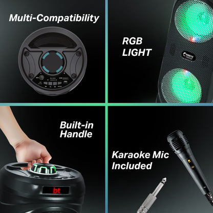 Wireless Bluetooth Speaker | 40W Sound, Karaoke Mic, RGB Light & TWS Yoroto YO-J-5