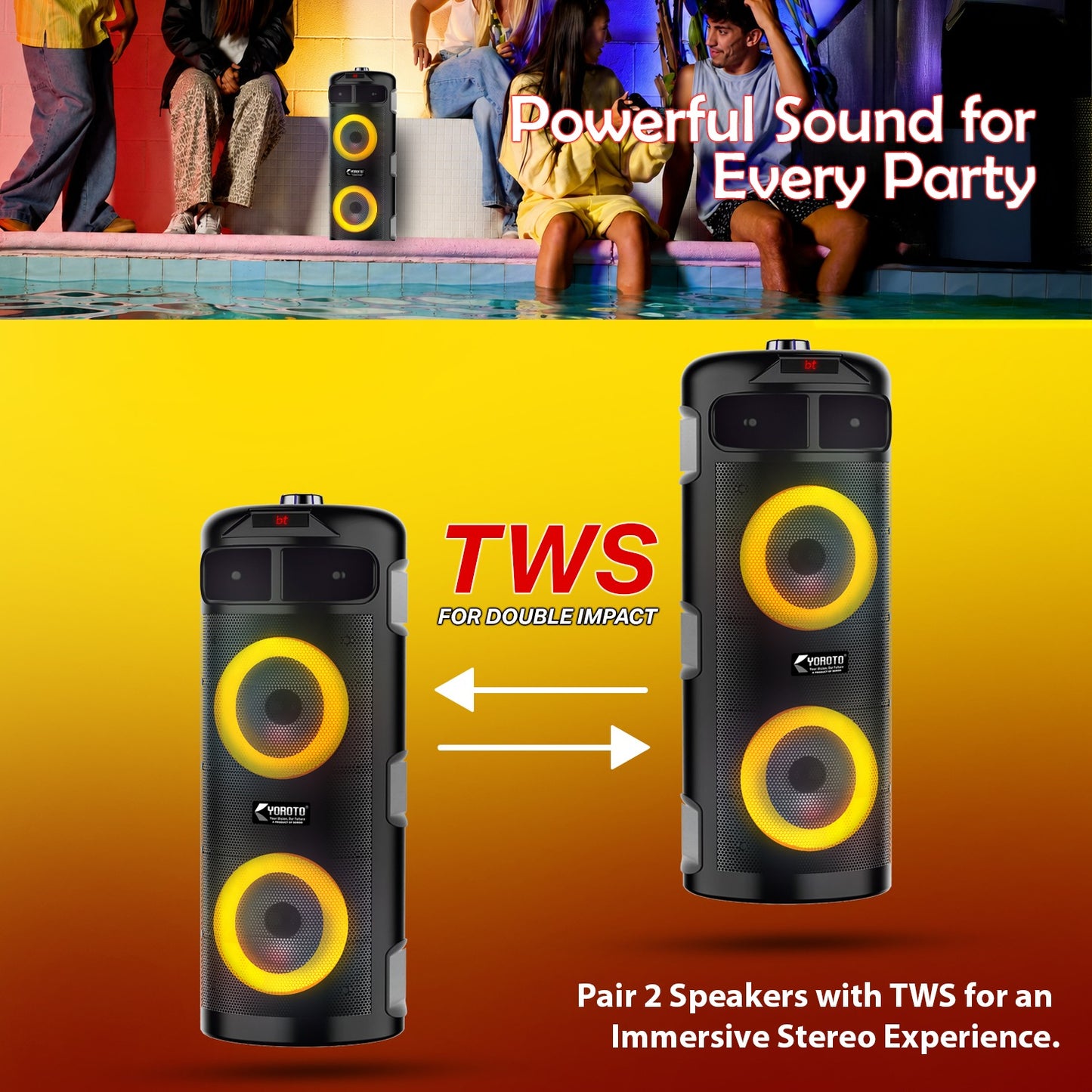 Wireless Bluetooth Speaker | 35W Sound, Karaoke Mic & TWS Yoroto YO-J-9