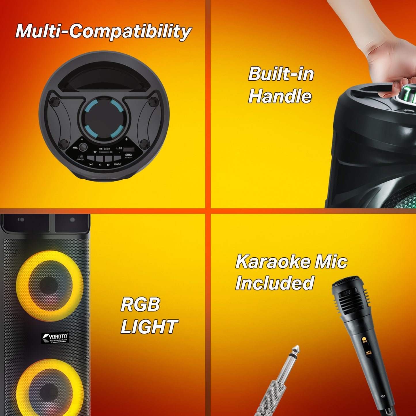 Wireless Bluetooth Speaker | 35W Sound, Karaoke Mic & TWS Yoroto YO-J-9