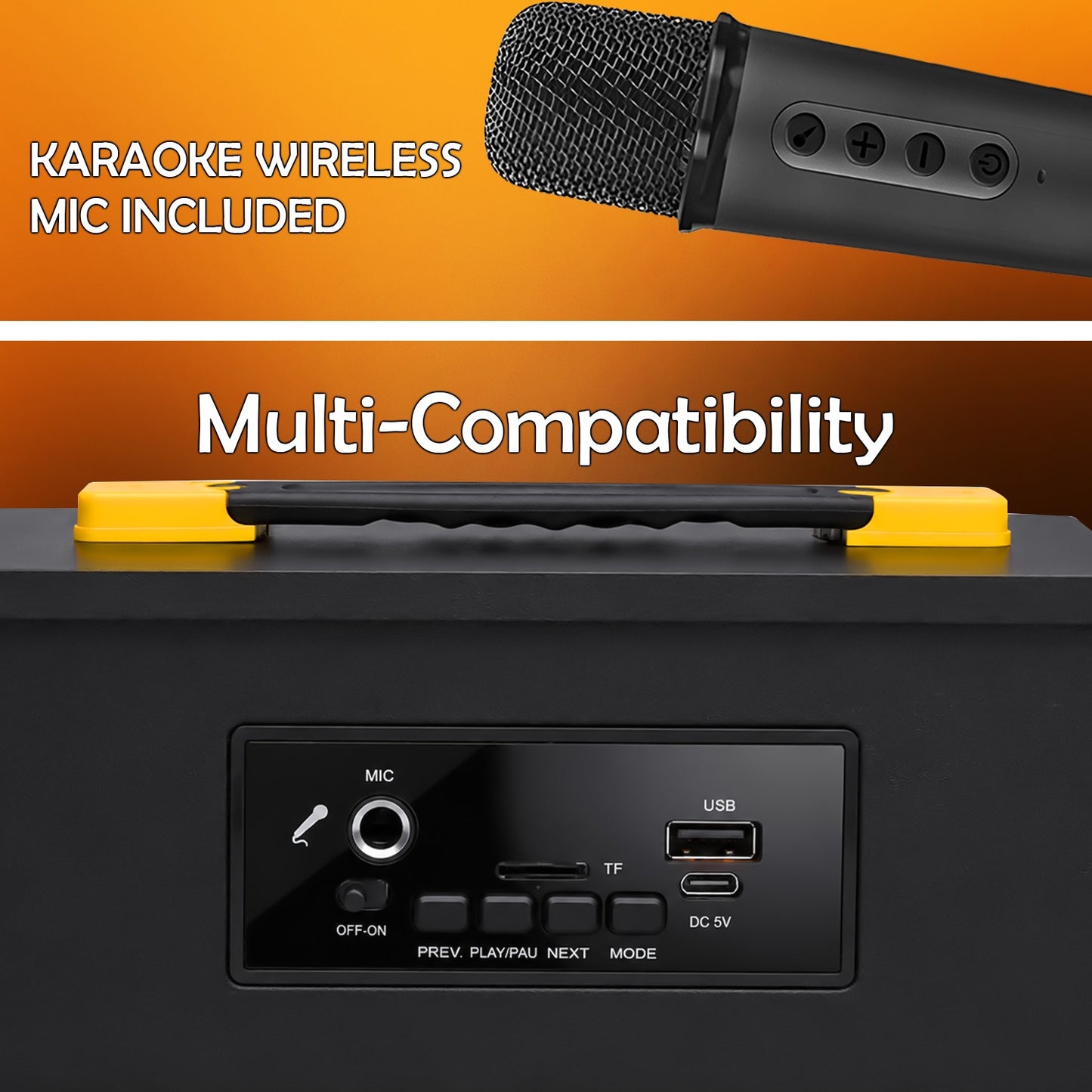 Wireless Bluetooth Speaker | 30W Sound, 4 Hours Playback, Wireless Karaoke Mic & TWS Yoroto J-22
