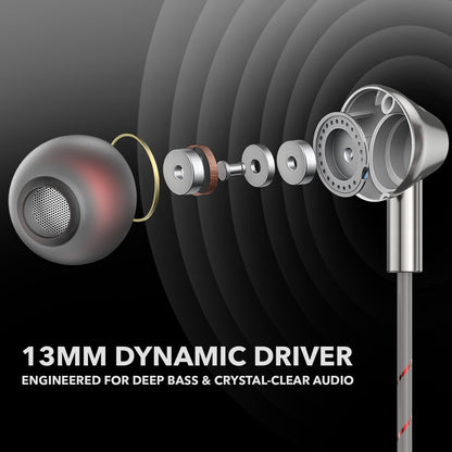 Wired Earphones with Mic 13mm Driver Hi-Fi Sound Type-C iTune 4